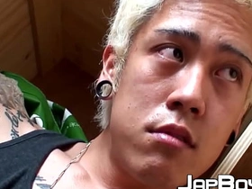Blond Japanese twink toys with hole and strokes his dick chinese guy fucks white boy gay porn