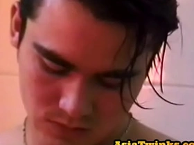 Asian handsome amateur twink jerks cock in the bathroom hot gay chinese men porn