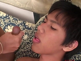 Anal fingered Asian twink breeded by bf after receiving bj gay porn japanese student