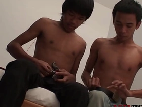 Asian twink gets tiedup and barebacked after blowing dick asian gay porn tube