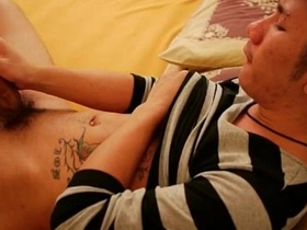 Asian gay strokes his cock in bed gay porn bareback asian