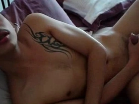 Thai Gay Boy Kai wanking his asian cock interracial gay asian porn
