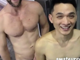 AmateursDoIt - Hung bearded jock fucks tight asian twink bareback eishin japanese gay porn